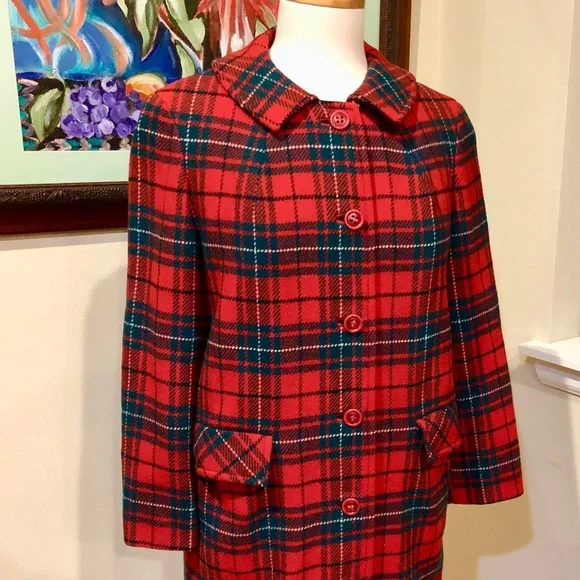 Pendleton Wool Red Plaid Coat Vtg. 50's - Small Perfect for Fall & the Holidays - Picture 15 of 15